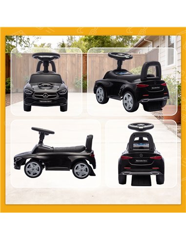 AIYAPLAY Official Mercedes-Benz Ride On Car, Foot to Floor Sliding Walker with Horn, Engine Sounds and Under-Seat Storage, Black