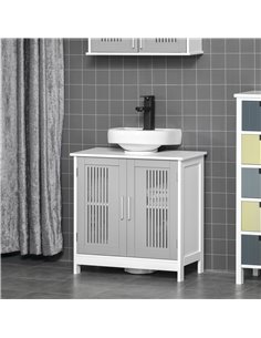 Kleankin Modern Under Sink Cabinet with 2 Doors, Adjustable Shelves, Grey 2