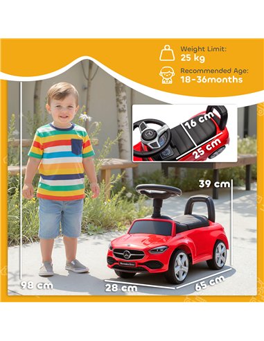 AIYAPLAY Official Mercedes-Benz Ride On Car, Foot to Floor Sliding Walker with Horn, Engine Sounds and Under-Seat Storage, Red