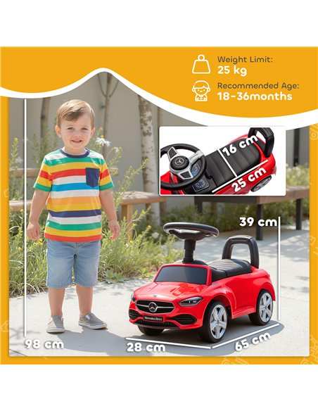AIYAPLAY Official Mercedes-Benz Ride On Car, Foot to Floor Sliding Walker with Horn, Engine Sounds and Under-Seat Storage, Red - pic 212382 | FastDaddyshop