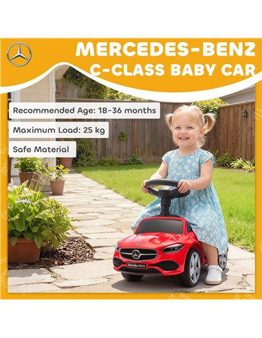 AIYAPLAY Official Mercedes-Benz Ride On Car, Foot to Floor Sliding Walker with Horn, Engine Sounds and Under-Seat Storage, Red