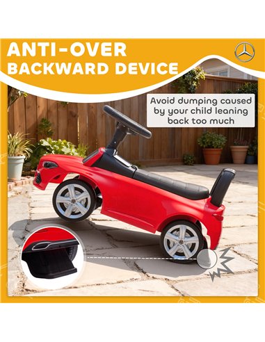 AIYAPLAY Official Mercedes-Benz Ride On Car, Foot to Floor Sliding Walker with Horn, Engine Sounds and Under-Seat Storage, Red