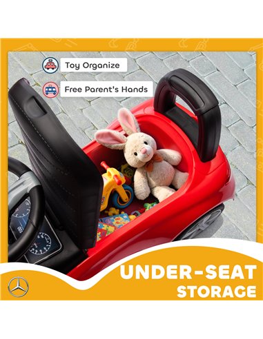AIYAPLAY Official Mercedes-Benz Ride On Car, Foot to Floor Sliding Walker with Horn, Engine Sounds and Under-Seat Storage, Red