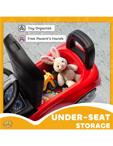 AIYAPLAY Official Mercedes-Benz Ride On Car, Foot to Floor Sliding Walker with Horn, Engine Sounds and Under-Seat Storage, Red - pic 212386 | FastDaddyshop