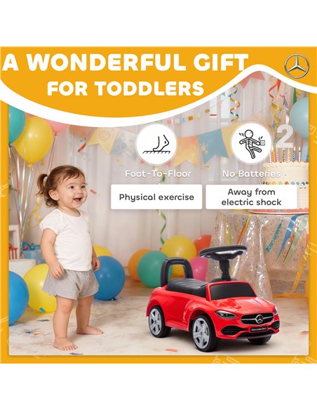AIYAPLAY Official Mercedes-Benz Ride On Car, Foot to Floor Sliding Walker with Horn, Engine Sounds and Under-Seat Storage, Red - pic 212387 | FastDaddyshop