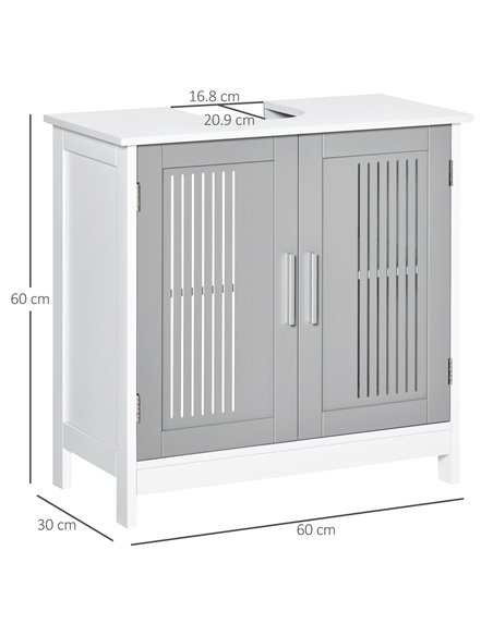 Kleankin Modern Under Sink Cabinet with 2 Doors, Adjustable Shelves, Grey - pic 21239 | FastDaddyshop