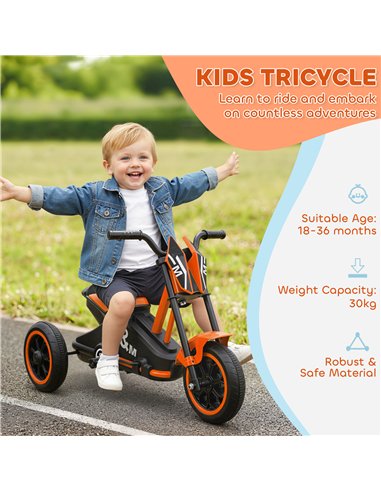 AIYAPLAY Kids Tricycle Baby Trike, Kids Trike with Pedal, 3 Wheel Toddler Balance Bike for Indoor Outdoor Use, Orange