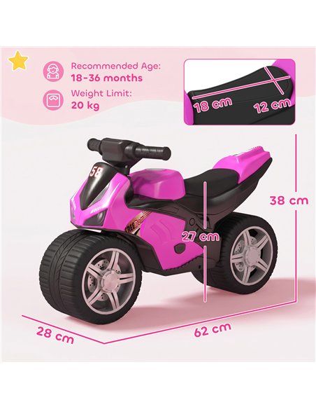 AIYAPLAY Balance Bike with Music Extra-Wide Wheels Toddler Bike for Boys Girls Pink - pic 212400 | FastDaddyshop