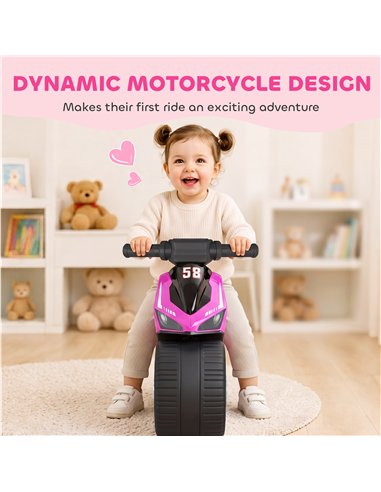 AIYAPLAY Balance Bike with Music Extra-Wide Wheels Toddler Bike for Boys Girls Pink