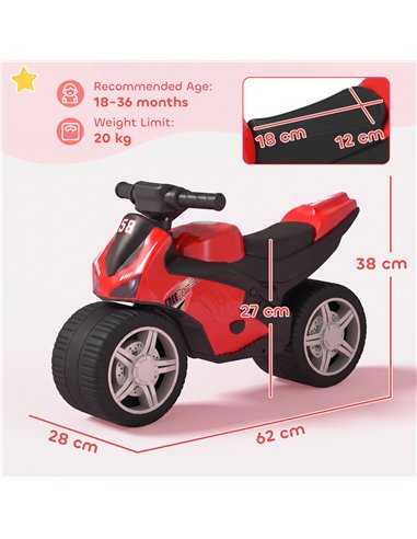 AIYAPLAY Balance Bike with Music Extra-Wide Wheels Toddler Bike for Boys Girls Red