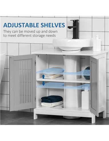 Kleankin Modern Under Sink Cabinet with 2 Doors, Adjustable Shelves, Grey