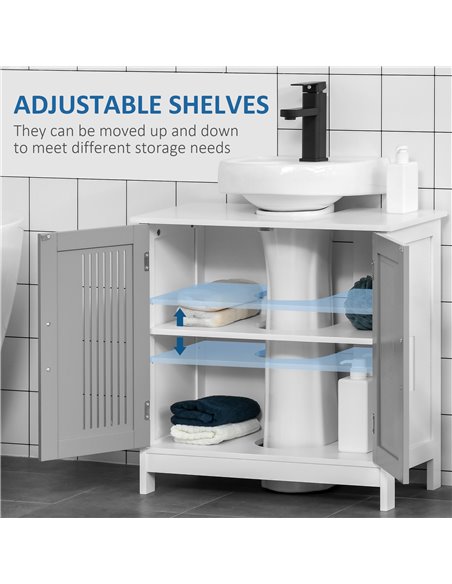 Kleankin Modern Under Sink Cabinet with 2 Doors, Adjustable Shelves, Grey - pic 21241 | FastDaddyshop