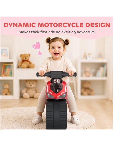 AIYAPLAY Balance Bike with Music Extra-Wide Wheels Toddler Bike for Boys Girls Red - pic 212410 | FastDaddyshop