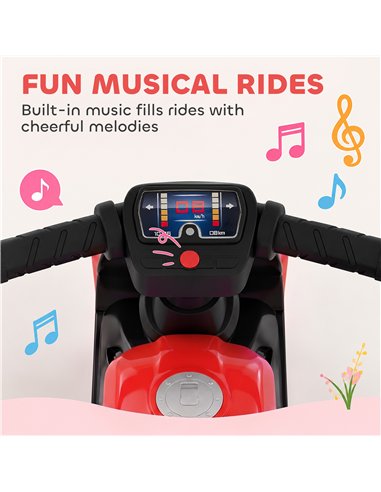 AIYAPLAY Balance Bike with Music Extra-Wide Wheels Toddler Bike for Boys Girls Red