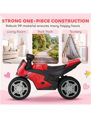 AIYAPLAY Balance Bike with Music Extra-Wide Wheels Toddler Bike for Boys Girls Red