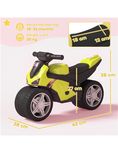 AIYAPLAY Balance Bike with Music Extra-Wide Wheels Toddler Bike for Boys Girls Green - pic 212418 | FastDaddyshop