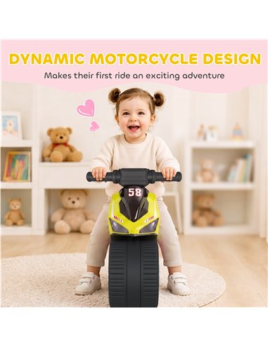 AIYAPLAY Balance Bike with Music Extra-Wide Wheels Toddler Bike for Boys Girls Green