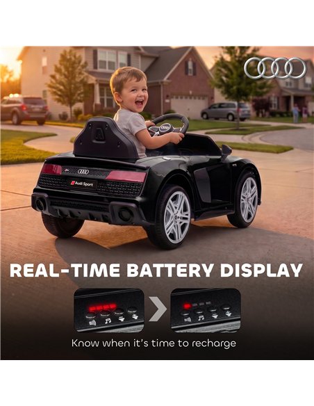 AIYAPLAY Licensed Audi R8 Spyder 12V Electric Car for Kids with Remote Control, Dual Motors, Rear Suspension, Soft Start, Black - pic 212431 | FastDaddyshop