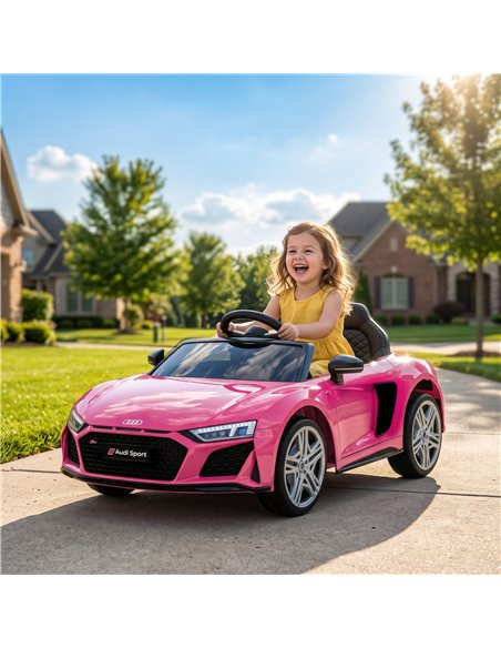 AIYAPLAY Licensed Audi R8 Spyder 12V Electric Car for Kids with Remote Control, Dual Motors, Rear Suspension, Soft Start, Pink - pic 212435 | FastDaddyshop