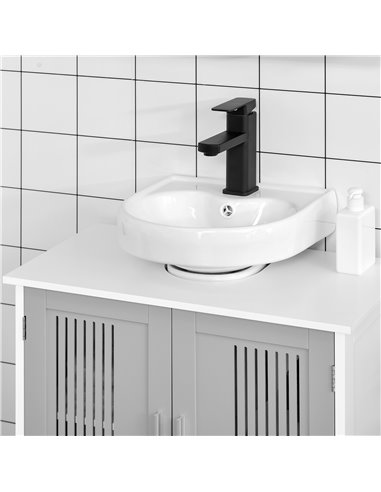 Kleankin Modern Under Sink Cabinet with 2 Doors, Adjustable Shelves, Grey