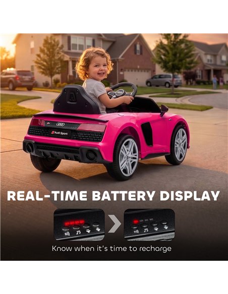AIYAPLAY Licensed Audi R8 Spyder 12V Electric Car for Kids with Remote Control, Dual Motors, Rear Suspension, Soft Start, Pink - pic 212440 | FastDaddyshop
