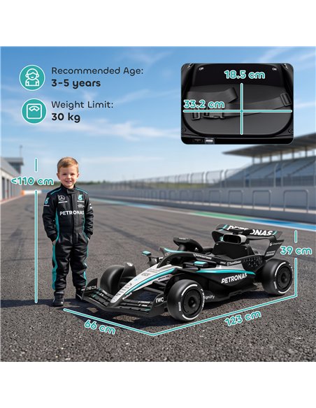 AIYAPLAY Licensed Mercedes-AMG PETRONAS F1 12V Electric Go Kart for Kids with Remote, Rear Suspension, Soft Start and 3 Speeds - pic 212445 | FastDaddyshop
