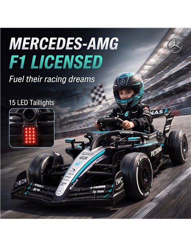 AIYAPLAY Licensed Mercedes-AMG PETRONAS F1 12V Electric Go Kart for Kids with Remote, Rear Suspension, Soft Start and 3 Speeds