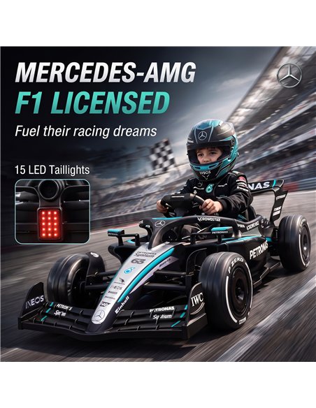 AIYAPLAY Licensed Mercedes-AMG PETRONAS F1 12V Electric Go Kart for Kids with Remote, Rear Suspension, Soft Start and 3 Speeds - pic 212446 | FastDaddyshop