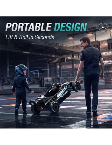 AIYAPLAY Licensed Mercedes-AMG PETRONAS F1 12V Electric Go Kart for Kids with Remote, Rear Suspension, Soft Start and 3 Speeds
