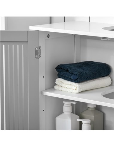Kleankin Modern Under Sink Cabinet with 2 Doors, Adjustable Shelves, Grey