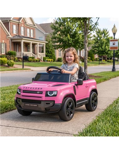 AIYAPLAY Land Rover Licensed 12V Kids Ride on Car with Remote, Suspension, Slow Start, 3 Speeds, Lights, Music, Horn, Pink