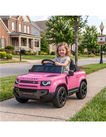 AIYAPLAY Land Rover Licensed 12V Kids Ride on Car with Remote, Suspension, Slow Start, 3 Speeds, Lights, Music, Horn, Pink - pic 212453 | FastDaddyshop
