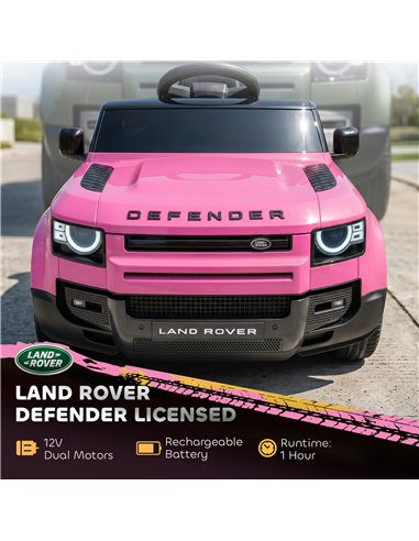 AIYAPLAY Land Rover Licensed 12V Kids Ride on Car with Remote, Suspension, Slow Start, 3 Speeds, Lights, Music, Horn, Pink