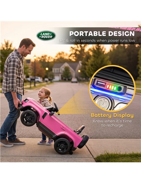 AIYAPLAY Land Rover Licensed 12V Kids Ride on Car with Remote, Suspension, Slow Start, 3 Speeds, Lights, Music, Horn, Pink - pic 212457 | FastDaddyshop