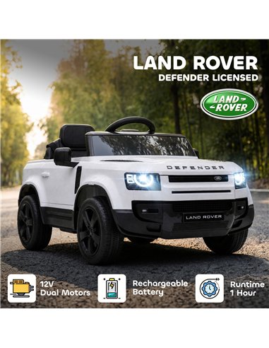 AIYAPLAY Land Rover Licensed 12V Kids Ride on Car with Remote, Suspension, Slow Start, 3 Speeds, Lights, Music, Horn, White