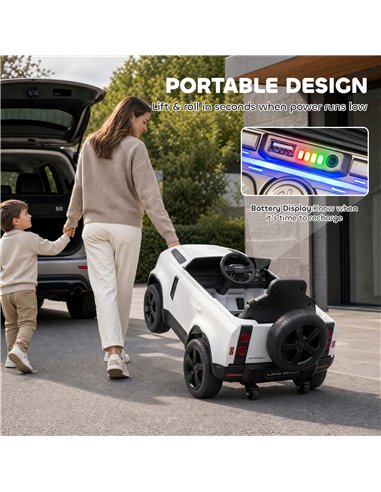 AIYAPLAY Land Rover Licensed 12V Kids Ride on Car with Remote, Suspension, Slow Start, 3 Speeds, Lights, Music, Horn, White