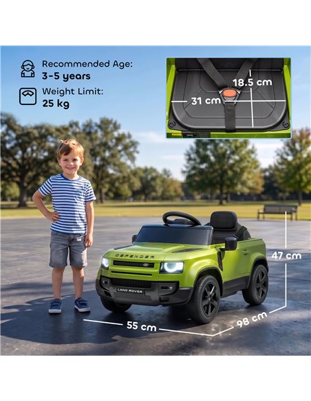 AIYAPLAY Land Rover Licensed 12V Kids Ride on Car with Remote, Suspension, Slow Start, 3 Speeds, Lights, Music, Horn, Green - pic 212472 | FastDaddyshop