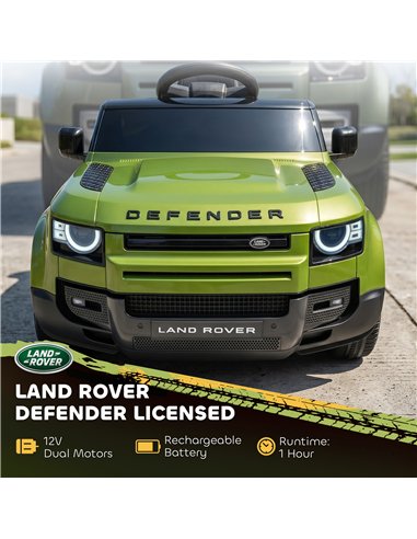 AIYAPLAY Land Rover Licensed 12V Kids Ride on Car with Remote, Suspension, Slow Start, 3 Speeds, Lights, Music, Horn, Green