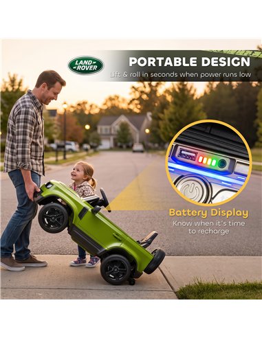 AIYAPLAY Land Rover Licensed 12V Kids Ride on Car with Remote, Suspension, Slow Start, 3 Speeds, Lights, Music, Horn, Green