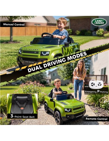 AIYAPLAY Land Rover Licensed 12V Kids Ride on Car with Remote, Suspension, Slow Start, 3 Speeds, Lights, Music, Horn, Green