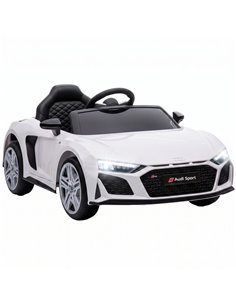 AIYAPLAY Licensed Audi R8 Spyder 12V Electric Car for Kids with Remote Control, Dual Motors, Rear Suspension, Soft Start, White