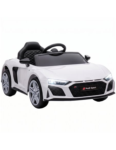 AIYAPLAY Licensed Audi R8 Spyder 12V Electric Car for Kids with Remote Control, Dual Motors, Rear Suspension, Soft Start, White - pic 212479 | FastDaddyshop