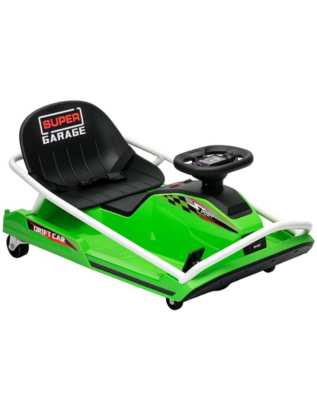 AIYAPLAY 24V Electric Go Kart for Kids with Drift Mode, 300W Brushless Motor, Soft Start and Dual Speed for Ages 6-10, Green - pic 212488 | FastDaddyshop
