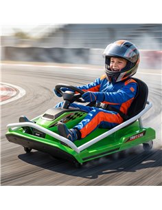 AIYAPLAY 24V Electric Go Kart for Kids with Drift Mode, 300W Brushless Motor, Soft Start and Dual Speed for Ages 6-10, Green 2
