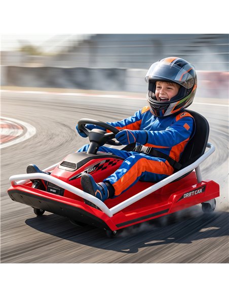 AIYAPLAY 24V Electric Go Kart for Kids with Drift Mode, 300W Brushless Motor, Soft Start and Dual Speed for Ages 6-10, Red - pic 212507 | FastDaddyshop