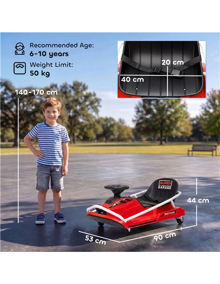 AIYAPLAY 24V Electric Go Kart for Kids with Drift Mode, 300W Brushless Motor, Soft Start and Dual Speed for Ages 6-10, Red - pic 212508 | FastDaddyshop