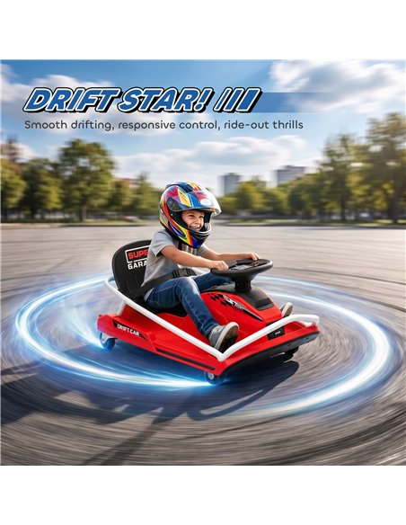 AIYAPLAY 24V Electric Go Kart for Kids with Drift Mode, 300W Brushless Motor, Soft Start and Dual Speed for Ages 6-10, Red - pic 212509 | FastDaddyshop