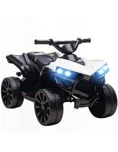 AIYAPLAY 6V Kids ATV, 4 Wheeler Electric Ride on Car with Music and LED Headlights, for Ages 18-56 Months Boys and Girls, White