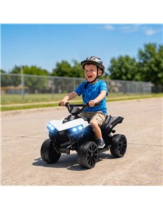 AIYAPLAY 6V Kids ATV, 4 Wheeler Electric Ride on Car with Music and LED Headlights, for Ages 18-56 Months Boys and Girls, White 2