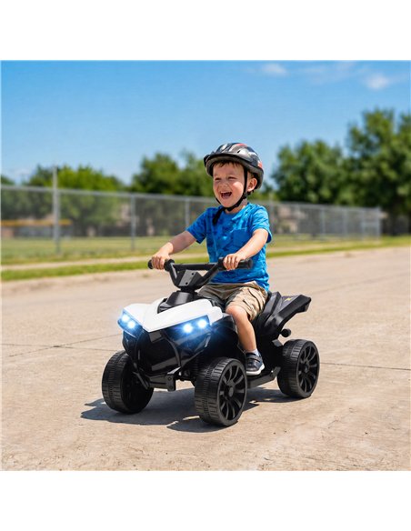 AIYAPLAY 6V Kids ATV, 4 Wheeler Electric Ride on Car with Music and LED Headlights, for Ages 18-56 Months Boys and Girls, White - pic 212516 | FastDaddyshop